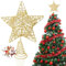 Weihnachtsbaumspitze Stern Gold, Glitzer Christbaumspitze Stern Metall Weihnachtsbaumschmuck mit Pailletten, Pentagramm Weihnachtsbaum Stern Spitze Topper für Home Weihnachten Tannenbaum Deko