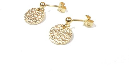 Boucles d'oreilles rondes en Or 18 carats, Clous et Puces Médaille martelée, Idée cadeau femme
