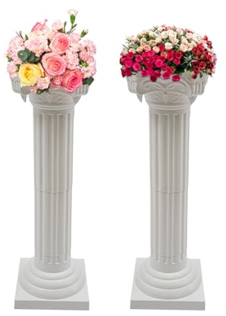 SAOCFJO Roman Columns Wedding Roman Column Pillars Plastic Elegant Greek Column Statue Flower Pot Columns Stand Pedestal Wedding Event Party Decorative (2Pcs, 10.63x34.65 Inch)
