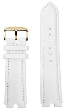 RTRCAGAKM Passend für VERSACE, PALAZO, Medusa - Armband aus gekerbtem Leder, 18 mm, Damen-Uhrenarmband VECQ00418/00118, Damenarmband (Weiß-gold)