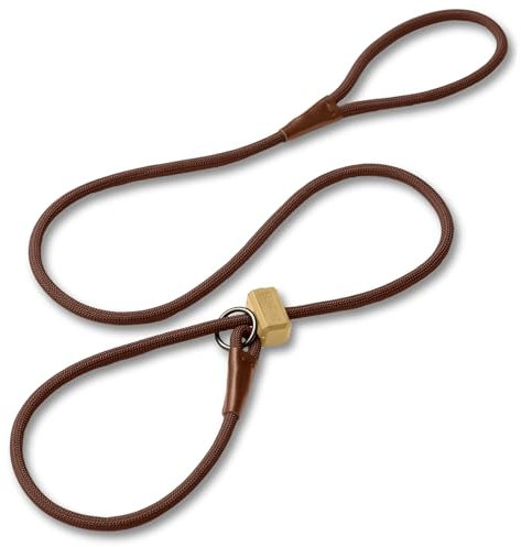Fenrir Slip Leash 1.4m Professional Dog Training Lead To Stop Pulling, Perfect For Walks, Easy To Use, Spring Loaded Stopper, Light Weight And Durable (Brown)