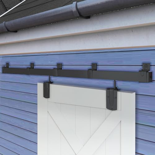 Exterior Barn Door Hardware Kit, BARNSMITH 5FT Sliding Barn Door Hardware Heavy Duty Barn Door Track Kit for Indoor and Exterior Door, Wall Mount Kit, Black (NO Door, Hardware Only)