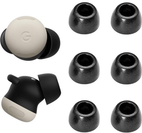 A-Focus for Pixel Buds Pro 2 Memory Foam Ear Tips Replacement Comfortable No Silicone Pain Fit in Case Eartips Cover Compatible with New Google Pixel Buds 2 Pro Black S 3 Pairs