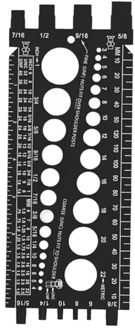 Fafeicy Medidor de tornillo de tuerca, Tuerca Perno Tornillo Calibre Multifuncional Pulgadas Métrico Identificación Rápida Tuerca Perno Rosca Comprobador Taller Garaje (BLACK)