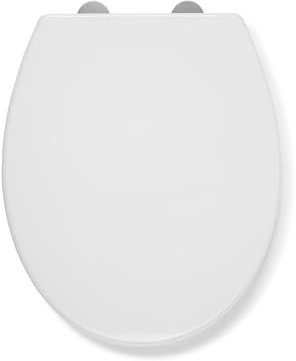 Croydex Coniston White Toilet Seat - Eco-Friendly Recycled Plastic, Anti-Bacterial, Adjustable Hinges, Soft Close with Quick Release - Fits Standard Toilets