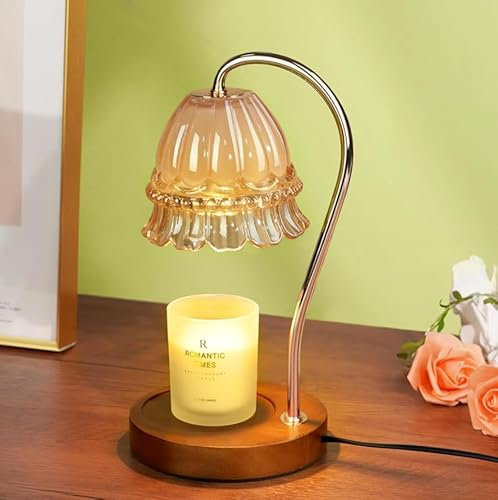 Funistree Dimmable Candle Warmer Lamp with Timer, Birthday Gifts for Women Mum Sister, Flower Candle Lamp Warmer for Jar Candle