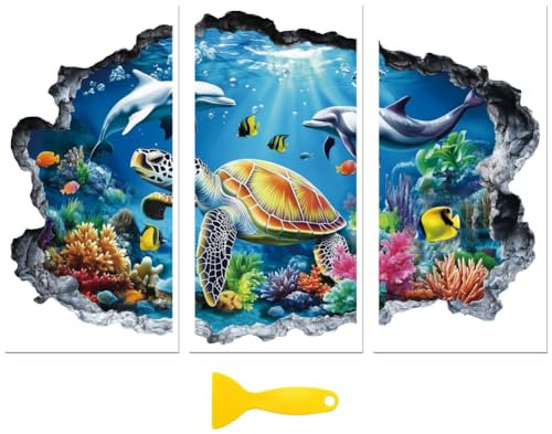 Peacoblue UV DTF Rub-On Transferfolie Möbel-Sticker Loch im Ozean Muster 15x30cm, 3 Stk. Wasserfeste Deko-Transferaufkleber für Möbel Glas Gläser Porzellan Wäscheschränke Kommoden Holz Kunststoff