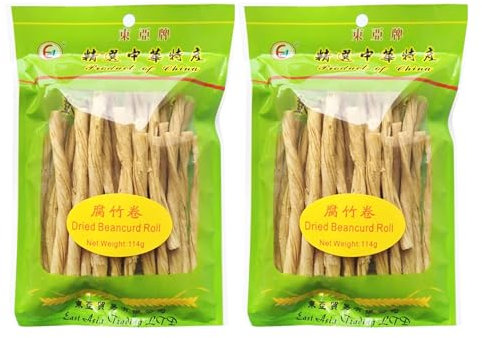 East Asia Beancurd Stick 114g for Hot Pots Soups & Stir-fries, Pack of 2 腐竹卷
