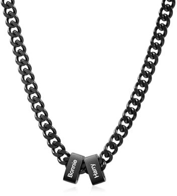 Presentimental Personalisierte Kette mit Namen für Herren Edelstahl Halskette mit Gravur Geschenke für Männer Vatertag Weihnachten Valentinstag