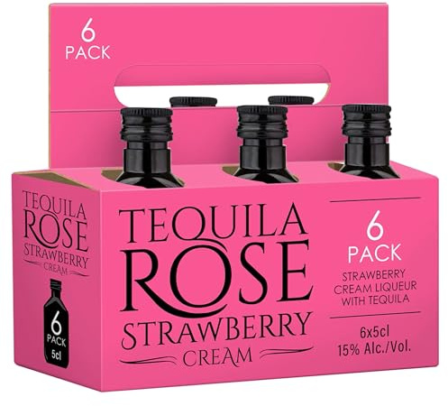 Tequila Rose Strawberry Cream Liqueur, 5cl x6, 15% ABV, Gift Idea | Premium Mexican Tequila with Real Dairy Cream, Best Served Chilled, Ideal for Tequila Cocktails, for Gifts