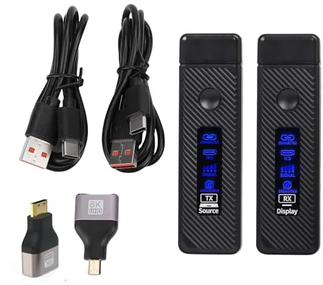Kelawoly Wireless HD Multimedia Transmitter and Receiver, 5G 2.4G Dual Frequency 4K Decode 1080P Output Plug and Play Portable Extender Kit, with LDS Antenna for Projector TV Box Laptop (Black)
