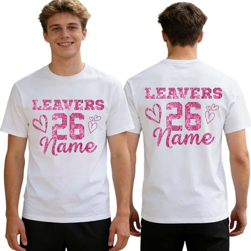 2026 Leavers Shirt Iron On Transfers for T Shirts - Personalised Iron On Vinyl Decals | Custom Tshirt Leavers Shirt Decorations | School Leavers Tshirt Iron On | Leavers Shirt S-3XL