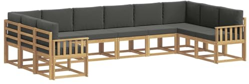 vidaXL Outdoor-Sofagarnitur mit Kissen 10 pcs Weiß und Anthrazit, Gartenliege, modernes Lounge Set, wetterbeständige Möbel, perfekte Sitzgruppe für den Außenbereich