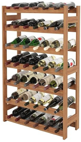 Relaxdays Weinregal, 42 Flaschen, Walnussholz, 102 x 63 x 25 cm, Weinhalter für Rot- & Weißwein, Flaschenregal, Natur