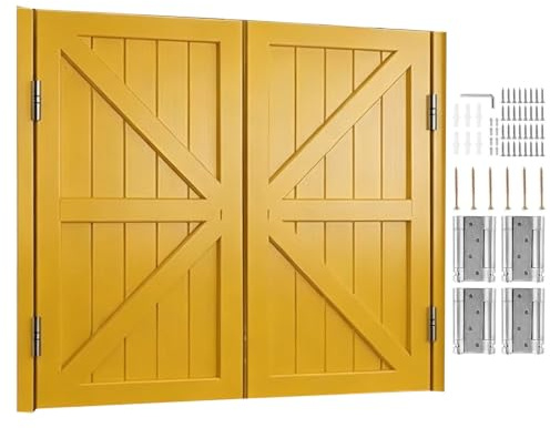 Puertas Batientes 2 Hojas Puerta Abatible De Madera Cierre Automático para Interiores Entrada Cocina Salón Oficina W70-160cm Personalizable(Yellow,74x100 cm (WxH))