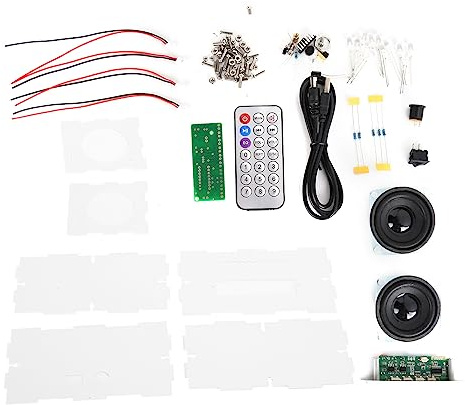 Stylebest DIY Bluetooth Speaker Box Kit Compact Voice Control Light High-Fidelity Sound Amplifier Set for Home and Outdoor Use Transparent Acrylic (Voice controlled running water lamp + Bluetooth)