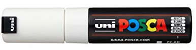 Uni Posca Marker Pen Broad Chisel Tip 8.0mm PC8K - Color: White