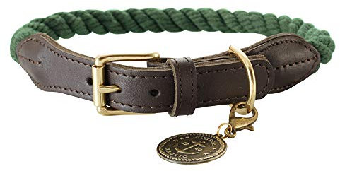 HUNTER List Hundehalsband, Leder, maritim, strapazierfähig, wetterfest, geschmeidig, 70 (XL), oliv