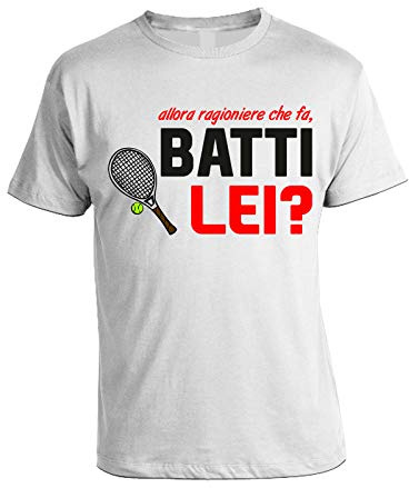 bubbleshirt Maglietta Uomo Film Cult Anni '80 - Allora Ragioniere Che Fa, Batti lei? - T-Shirt Divertente Manica Corta 100% Cotone - Idea Regalo Cinema Vintage Italiano - Taglie S-XXL
