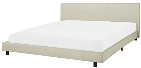 Modernes Polsterbett Leinenoptik beige 180x200 cm Stoffbett Bettgestell Albi