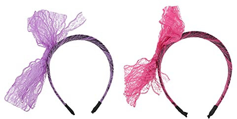 Amosfun 2 Stück Spitzen-Stirnband 70/80er Jahre Party Haarreif mit Schleife Vintage Haarband Party Haarschmuck (zufällige Farbe)