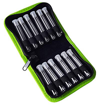 Homöopathie Taschenapotheke Leder grün für 12 Globuli Röhrchen 8 mm (mit Klarglasröhrchen)