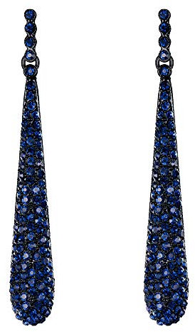Clearine Ohrringe Voll Kristall Diamant Teardrop Lange Ohrstecker für Damen Party Dunkelblau Schwarz-Ton