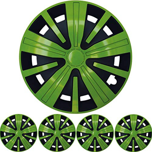 4X Premium Design Radkappen Radzierblenden 'Spinel BIS' 15 Zoll in Grün Schwarz