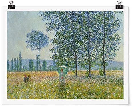 Poster - Claude Monet - Felder im Frühling - Querformat 3:4 Glänzend 30 x 40cm