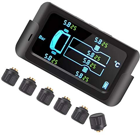 VOSAREA Reifendruckkontrollsystem Solar Wohnmobil LKW SUV KFZ Auto Bus Technisches Fahrzeug 6 Reifen Externen Sensoren 8,5 Bar Wireless Reifendruck Werkzeug