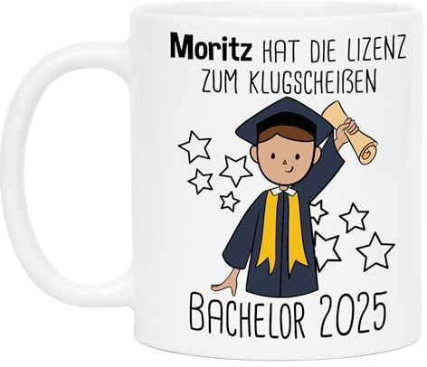 Kiddle-Design Bachelor 2026 Tasse Geschenk mit Name Männer Lizenz zum Klugscheißen Personalisierte Kaffeetasse