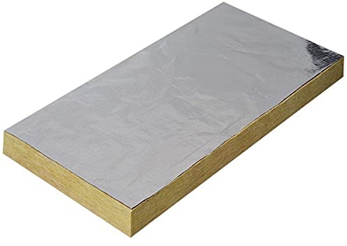 Rockwool 8# Density Foil-Faced Stone Wool Insulation Mineral Wool Panels, Batts - 2 Thick, 2'x4' (7) per Pack, Pro-Grade Acoustic Soundproofing, Thermal Barrier & Fire Block