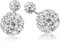 Doppel-Shamballa-Kugelohrringe für Frauen, 925 Sterling Silber-Stecker, Doppel-Österreichische-Kristallkugelohrringe, Disco-Shamballa-Kugelohrringe, Geschenk für Frauen und Mädchen
