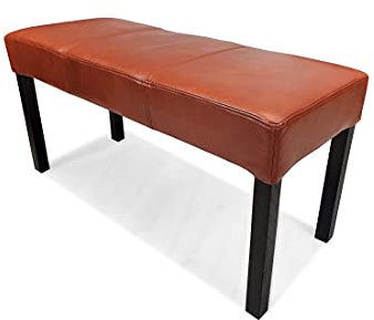Quattro Meble Braunes 100% Echtleder Sitzbank Leder Hocker Sitz Bank Polsterbank Rindsleder Leder Antique Tabac (60x40x H-50 cm)