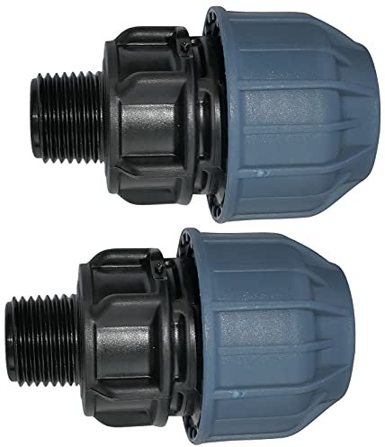 AERZETIX - C51919 - Juego de 2 - Manguito/adaptador roscado - reductor de compresión recto - conexión rosca macho 1/2'' - para tubería de agua Ø25mm - en polipropileno - conector/reparador