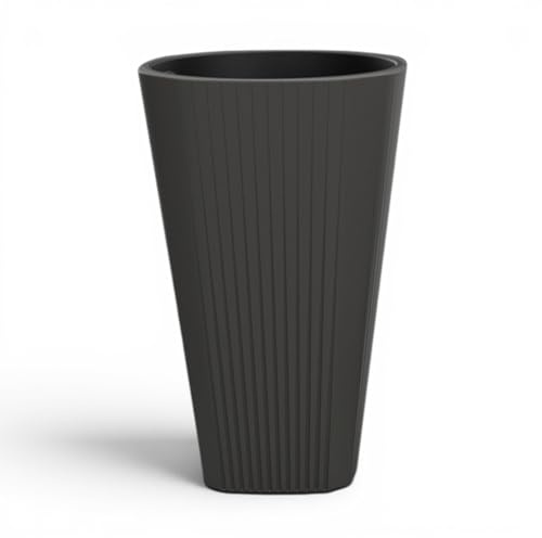 Pot de fleurs rond slim avec insert amovible décoratif Taille XL Anthracite