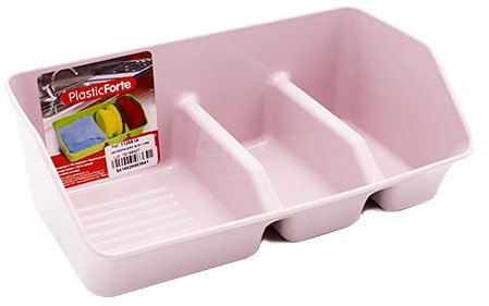 CABLEPELADO Organizador Fregadero estropajero, Organizador de Fregadero, Guarda Estropajo de Cocina, Soporte para Fregadero Estropajo de Cocina, 21.5 cm Longitud, 3 módulos, Plástico, Rosa