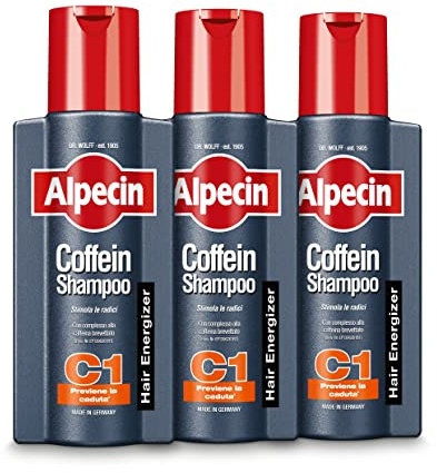 Alpecin Caffeine Shampoo C1 3x250ml | Anticaduta Efficace con Caffeina | Rinforzante Uomo per Capelli Diradati e Sottili | Cura Quotidiana del Cuoio Capelluto | Per capelli forti