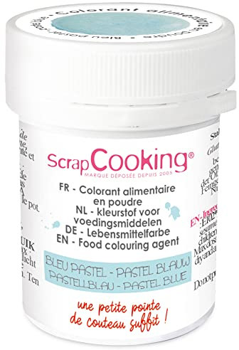 SCRAP COOKING - Colorant Artificiel en Poudre Bleu Pastel 5 g - Ingrédient Pâtisserie Professionnel pour Gâteaux, Crèmes, Entremets, Macarons, Biscuits - Fabriqué en France - 4052