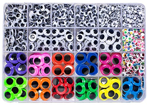 1700pcs Googly Wiggle Eyes Self Adhesive, for Craft Sticker Eyes Multi Colors and Sizes for DIY by ZZYI