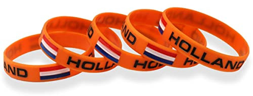 Unisex Land Nationale Flagge Silikon Gummi Armband (5 Stücke, Holland)
