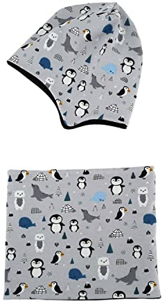 Mütze Beanie mit Ohrenschutz Loop Polarfreunde Eisbär Wal Pinguin Robbe handmade Übergangszeit Winter