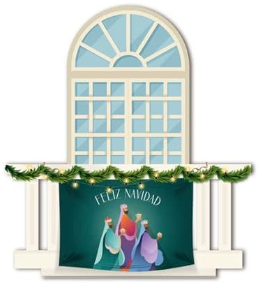 Porras Estampación & Banderas | Balconera Feliz Navidad | Los Reyes Magos | Decora la Navidad y celebra Las Fiestas | Repostero de Navidad…