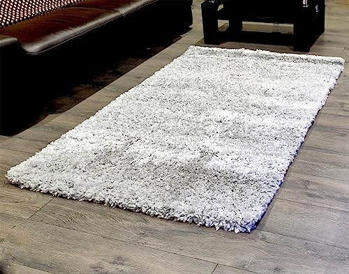 Roseley Modern Shaggy Rug No Shedding Super Soft Fluffy Office Living Room Bedroom Carpet Small Medium Large 4cm Pile Oeko- Tex [160 x 230cm, Silver]
