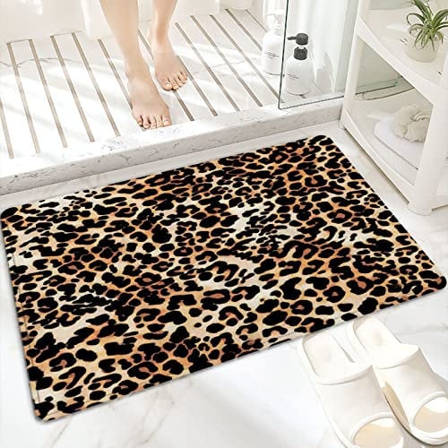 Badematte, rutschfest Waschbar Badezimmerteppich 60x100 cm,Leopardenmuster, Jaguarmuster, Tierfell,Badvorleger mit Wasserabsorbierenden, Weichen Mikrofasern für Badewanne, Dusche und Badezimmer