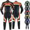 German Wear Motorradkombi Herren 2-teiler Biker Lederkombi aus Kalbsleder - mit alle Protektoren, abmehmbar & waschbar Thermofutter, Verstellbarer Taillengürtel und Reißverschluss-Taschen Orange - 48