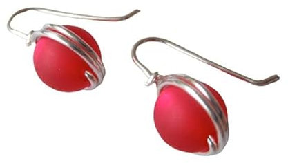 Ohrringe Lollipop versilbert (Kirschrot)