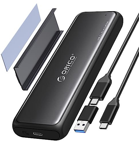 ORICO M.2 NVMe SSD Enclosure Adapter, USB3.2 Gen2 USB C 10 Gbps Case for M2 NVMe PCIe M-Key/M+B Key in 2230/2242/2260/2280, M2 Enclosure with USB C-C/A Cable, USAP-DDM2-C3-G2