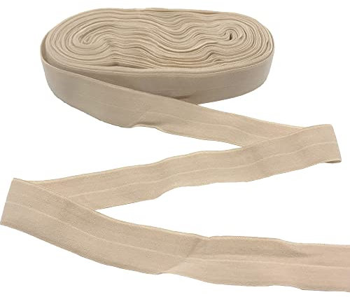 DHER Baumwollband nähen twill-band Einfassband Baumwolle Nahtband 10m Nähen Saumstreifen 2cm breit elastisches Saumband Kleidung gefaltetes elastisches Band unten Saumband Kleidungsstück (Hautfarbe)