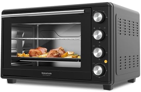 Taurus - Horno Eléctrico Horizon 60 | 2000W | 60L Capacidad | 15 Funciones de Cocción | Temporizador 90 Minutos | Sistema Stay On | Seguridad Antiquemaduras | Accesorios Rotisserie